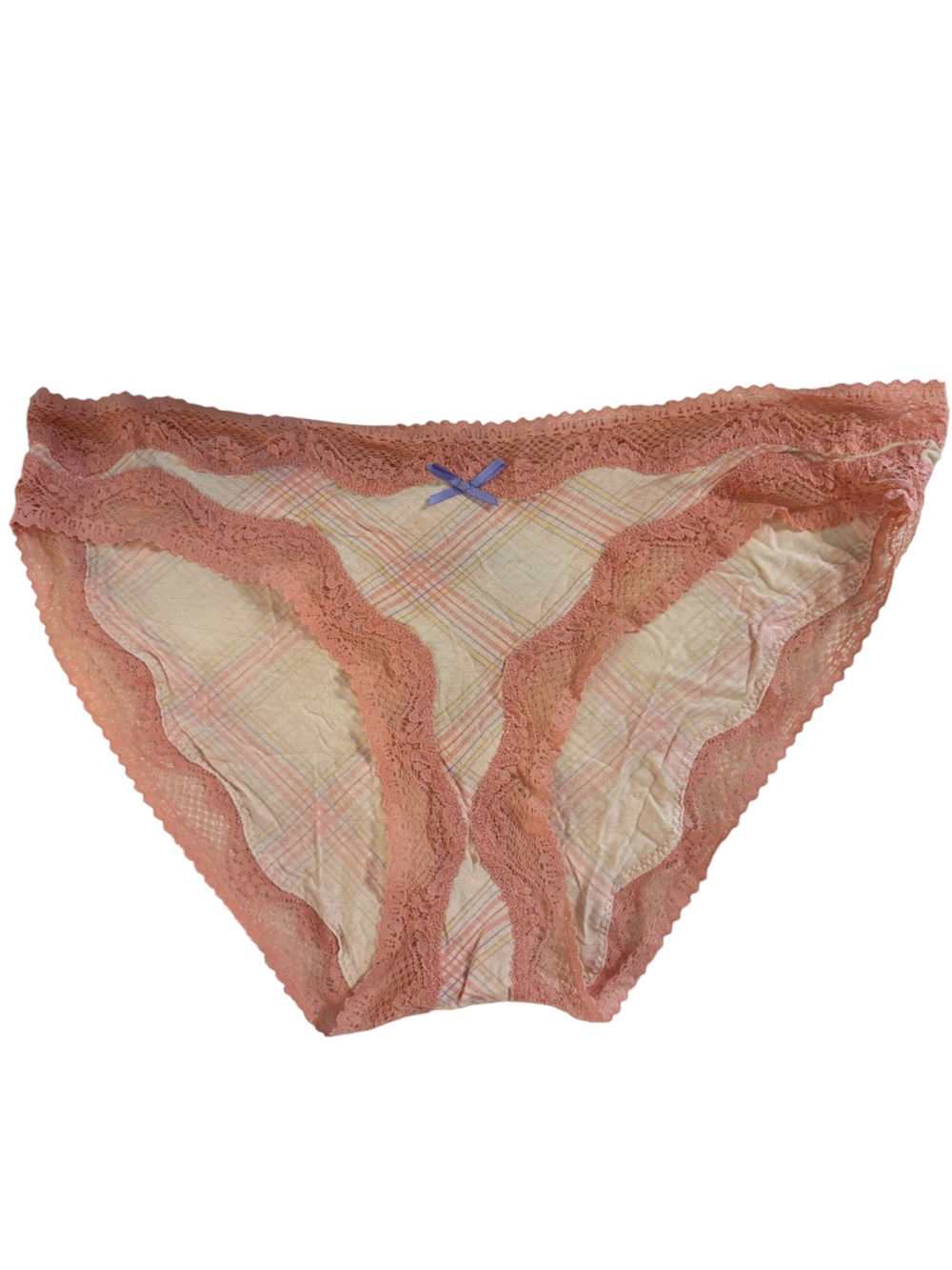 Vintage Y2K Victoria’s Secret Angels Lace Bikini Panty Women’s Large Pink Plaid